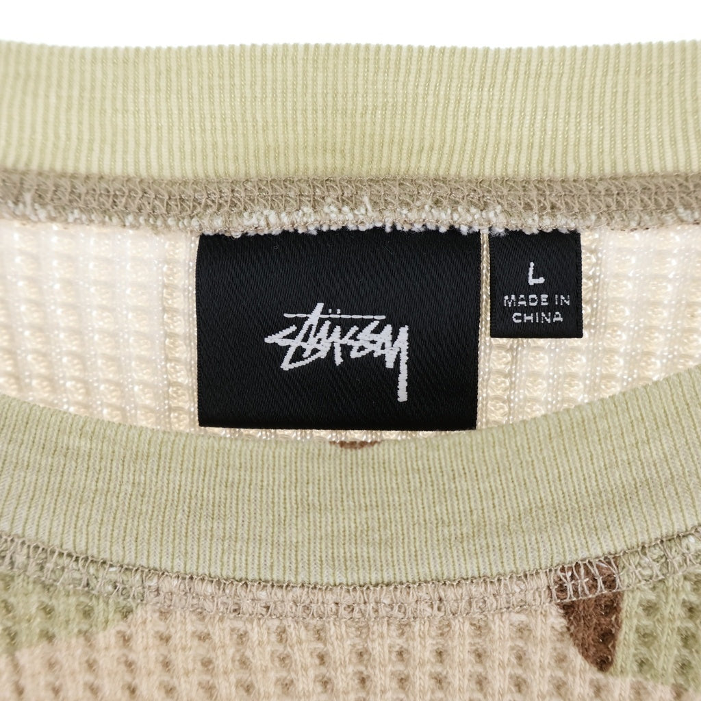 STUSSY(ステューシー) Basic Stussy Thermal Sand Camo カモ柄クルーネックサーマル 長袖Tシャツ ブラウン 1140356