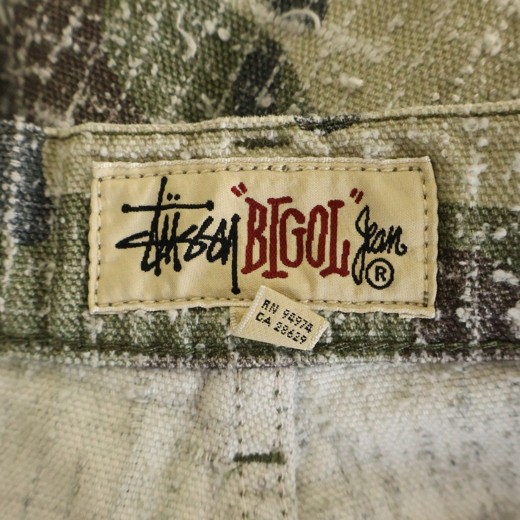 STUSSY(ステューシー) 24SS BIG OL' JEAN CAMO CANVAS NEEDLE PUNCH カモ柄バギーパンツ ワイドパンツ グリーン 116666