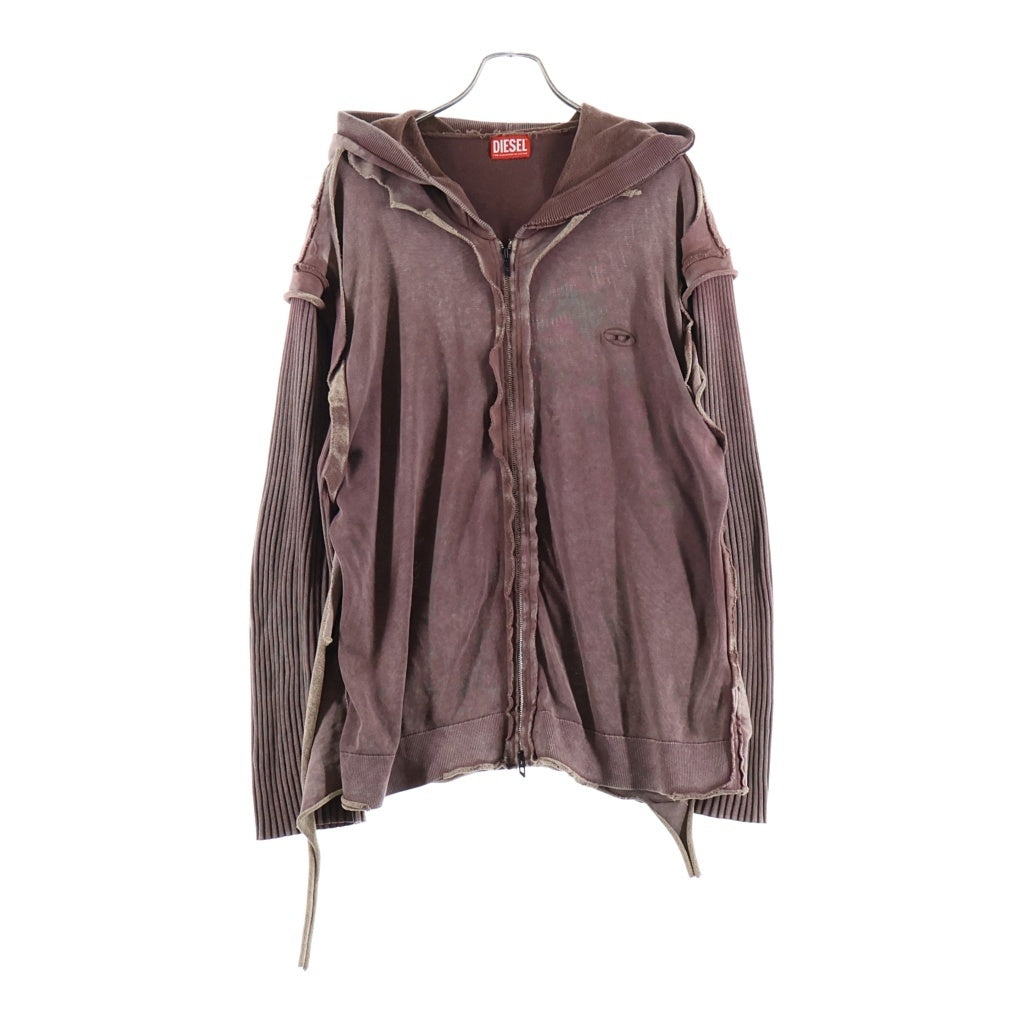 DIESEL(ディーゼル) K-PELTO リブニット切り替え ジップアップパーカー パープル A18897 0NKCQ 7FGA