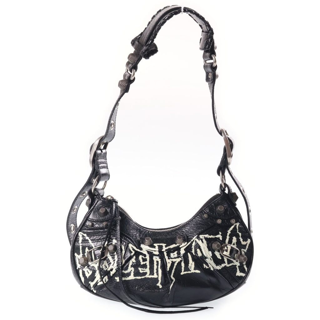 BALENCIAGA(バレンシアガ) Le Cagole Flap Bag DIY Metal メタルロゴ ル カゴール XS フラップバッグ レザーショルダーバック ブラック 671309