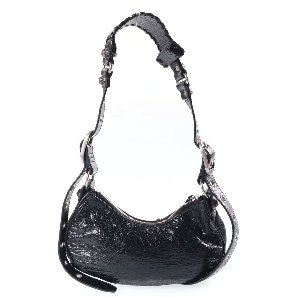 BALENCIAGA(バレンシアガ) Le Cagole Flap Bag DIY Metal メタルロゴ ル カゴール XS フラップバッグ レザーショルダーバック ブラック 671309