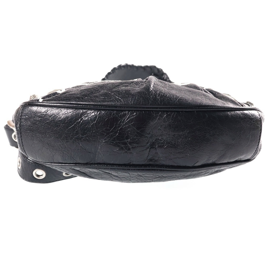 BALENCIAGA(バレンシアガ) Le Cagole Flap Bag DIY Metal メタルロゴ ル カゴール XS フラップバッグ レザーショルダーバック ブラック 671309