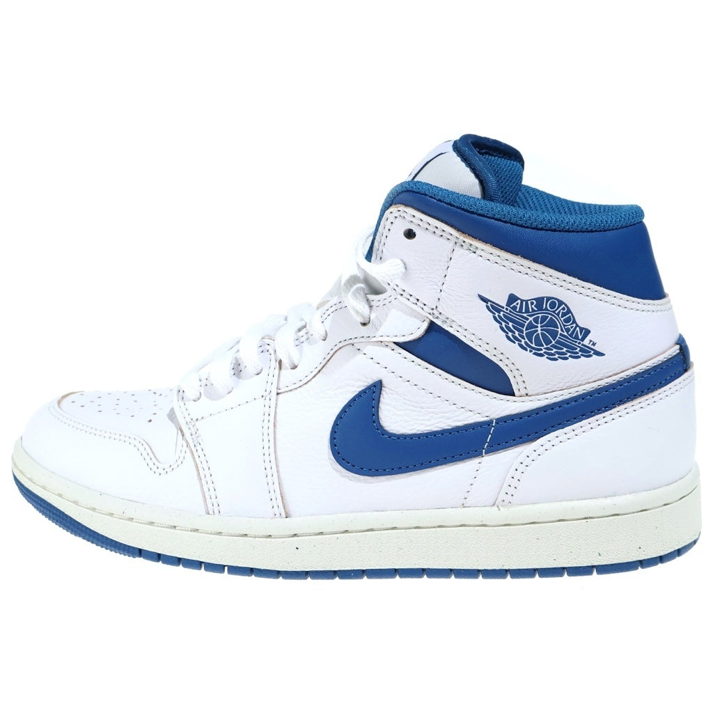 NIKE(ナイキ) AIR JORDAN 1 MID SE INDUSTRIAL BLUE エアジョーダン1 インダストリアルブルー レザーミッドカットスニーカー ホワイト/ブルー US8/26cm FN5215 141
