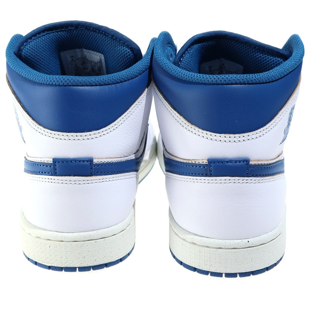 NIKE(ナイキ) AIR JORDAN 1 MID SE INDUSTRIAL BLUE エアジョーダン1 インダストリアルブルー レザーミッドカットスニーカー ホワイト/ブルー US8/26cm FN5215 141