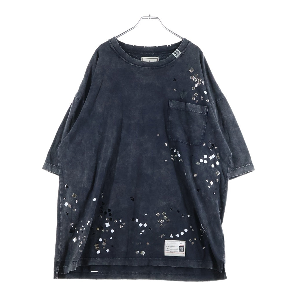 MAISON MIHARAYASUHIRO(メゾンミハラヤスヒロ) 25AW EMBELLISHED BLEACHED TEE エンベリッシュド ブリーチ クルーネック半袖カットソーTシャツ グレー A15TS631