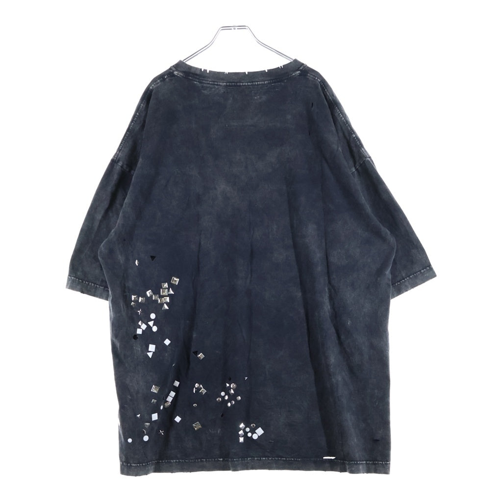 MAISON MIHARAYASUHIRO(メゾンミハラヤスヒロ) 25AW EMBELLISHED BLEACHED TEE エンベリッシュド ブリーチ クルーネック半袖カットソーTシャツ グレー A15TS631