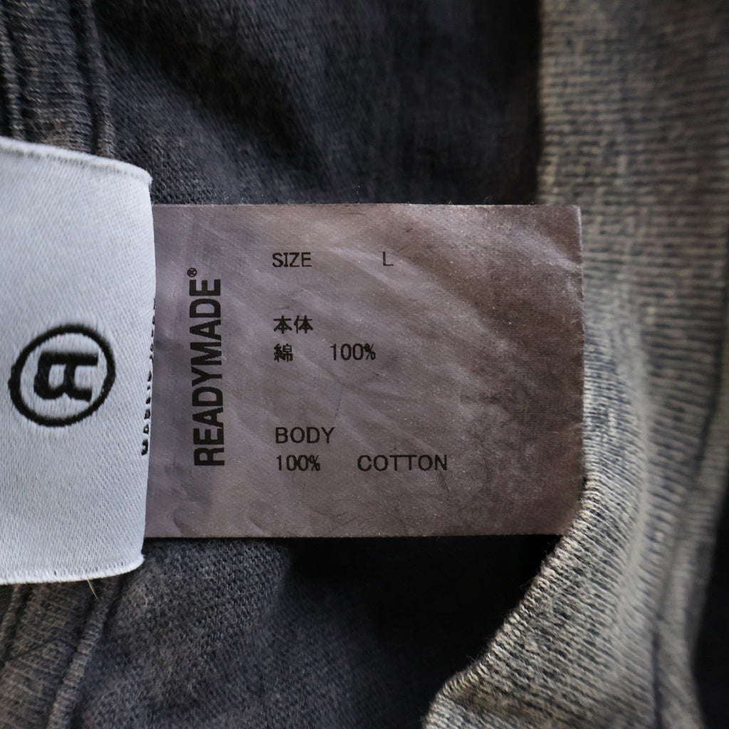 READY MADE(レディメイド) 24SS SS T-SHIRT POCKET フロントプリントクルーネック半袖カットソーTシャツ グレー RE-CO-BK-00-00-278