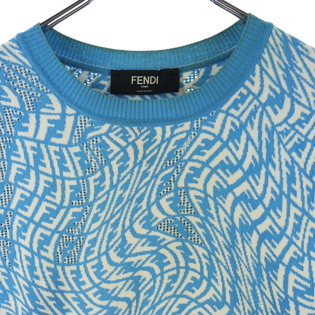 FENDI(フェンディ) FFロゴ 半袖ニット カットソー レディース ブルー 12CPF-21-17 FZY443