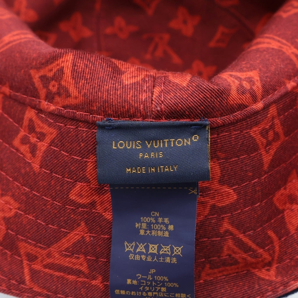 LOUIS VUITTON(ルイヴィトン) シャポー・モノグラム レコード ウール×コットン リバーシブルバケットハット ネイビー/レッド M7011L レディース