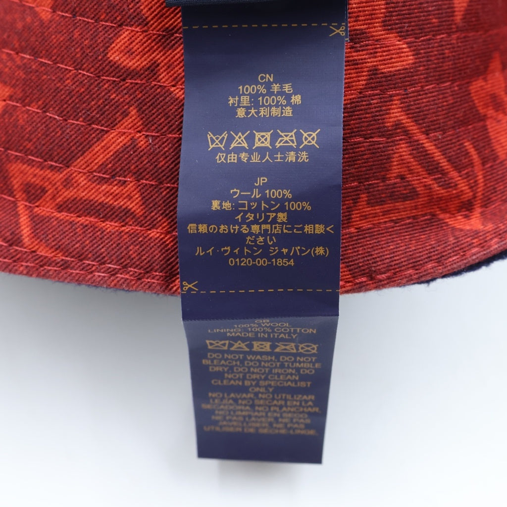 LOUIS VUITTON(ルイヴィトン) シャポー・モノグラム レコード ウール×コットン リバーシブルバケットハット ネイビー/レッド M7011L レディース