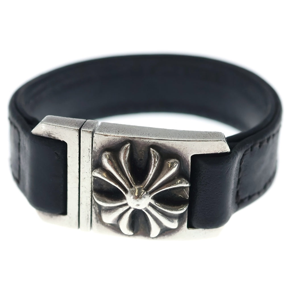 CHROME HEARTS(クロムハーツ) HARNESS CROSS BOX ハーネス クロスボックス レザーブレスレット シルバー/ブラック