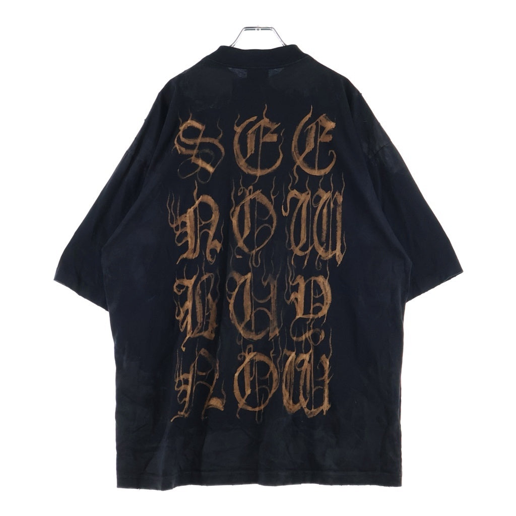 BALENCIAGA(バレンシアガ) 23SS HEVY METAL TEE ヘビーメタル フロントプリント クルーネック半袖カットソーTシャツ ブラック 744439 TOVE1