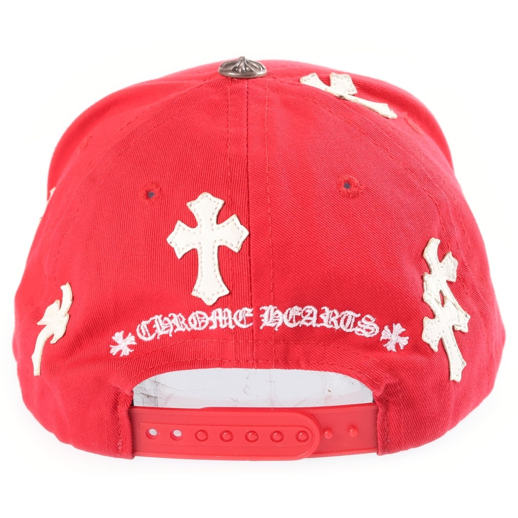 CHROME HEARTS(クロムハーツ) CH HAT CH刺繍 クロスパッチ 5パネル ベースボールキャップ 帽子 レッド
