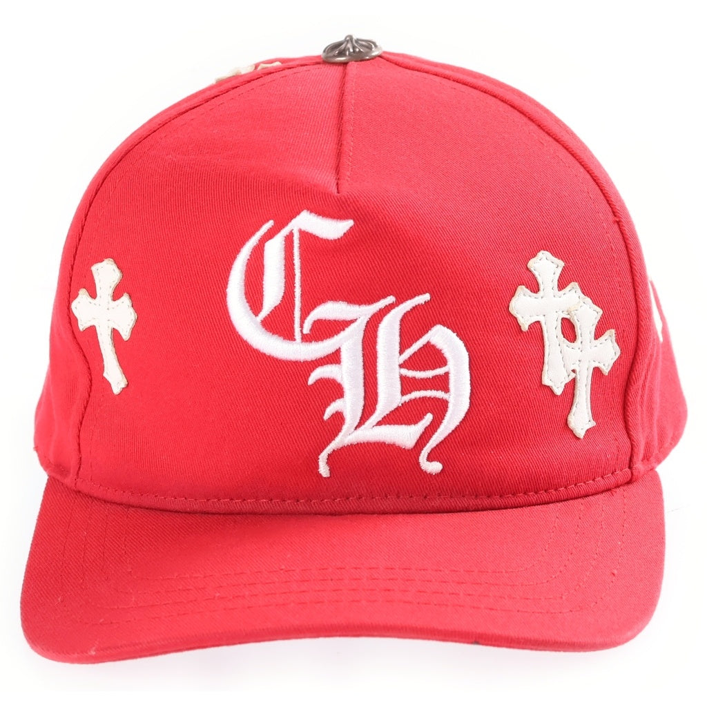 CHROME HEARTS(クロムハーツ) CH HAT CH刺繍 クロスパッチ 5パネル ベースボールキャップ 帽子 レッド