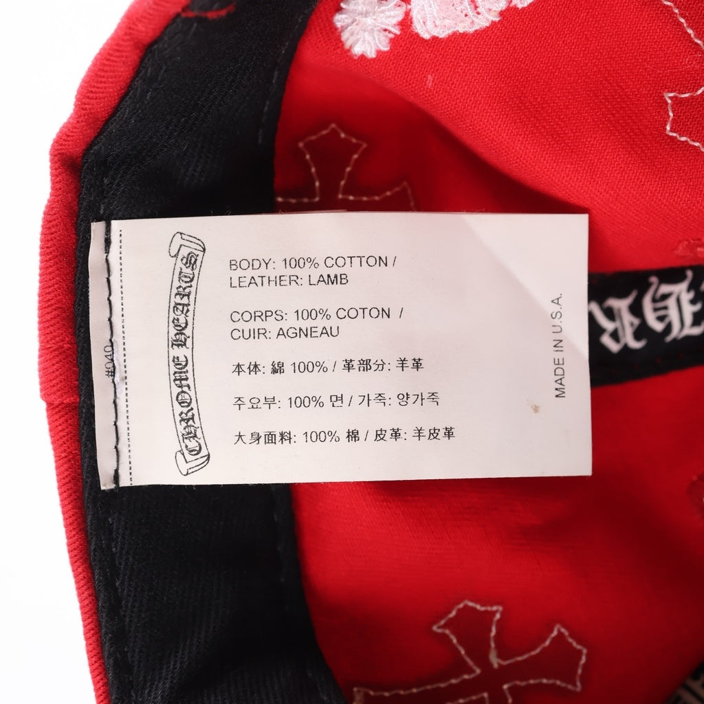 CHROME HEARTS(クロムハーツ) CH HAT CH刺繍 クロスパッチ 5パネル ベースボールキャップ 帽子 レッド