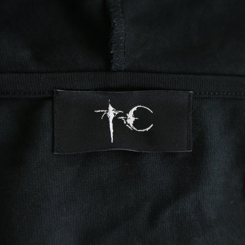 THUG CLUB(サグクラブ) T-STUDDED CUTOUT HOODIE Tスタッズ カットアウトフーディー パーカー ブラック TC26TS0602