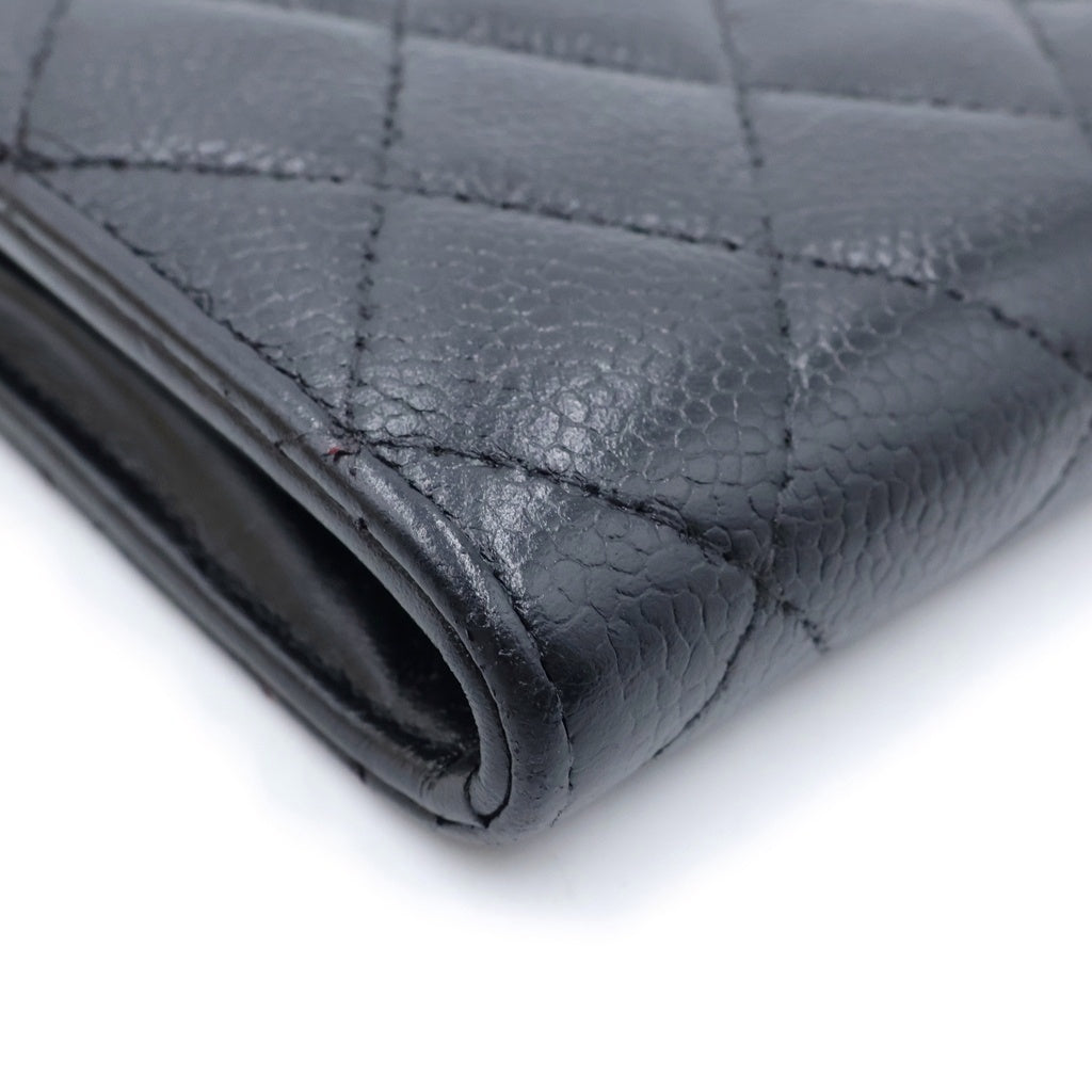 CHANEL(シャネル) キャビアマトラッセ ラウンドジップウォレット 長財布 ブラック レディース