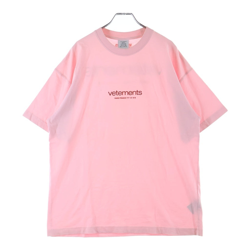 VETEMENTS(ヴェトモン) 24SS LIGHT JERSEY ライト ジャージー クルーネック半袖カットソーTシャツ ピンク UE64TR150P