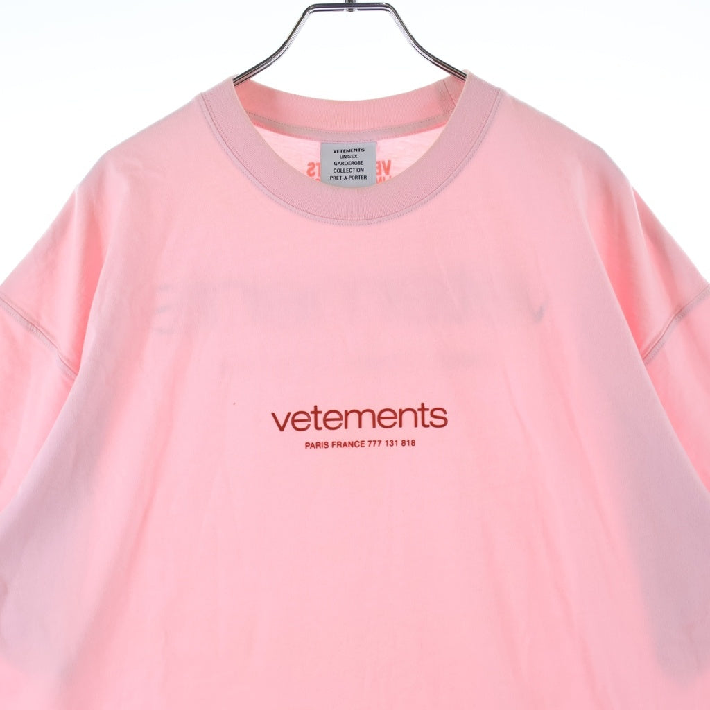 VETEMENTS(ヴェトモン) 24SS LIGHT JERSEY ライト ジャージー クルーネック半袖カットソーTシャツ ピンク UE64TR150P