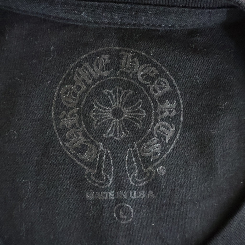 CHROME HEARTS(クロムハーツ) FLRL CRS HORSESHOE L/S 袖フローラルプリント クルーネック長袖Tシャツカットソー ブラック /ピンク
