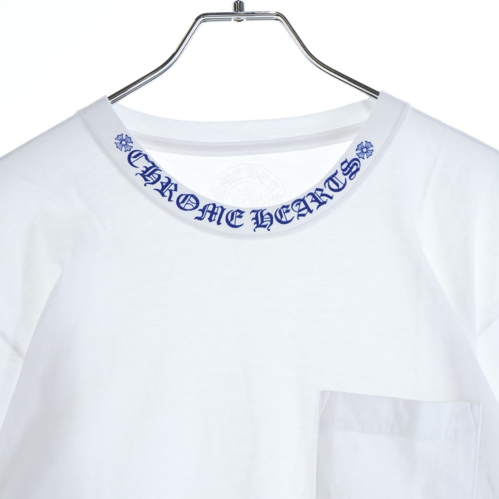 CHROME HEARTS(クロムハーツ) CH LS NECK LOGO ネックロゴプリント 袖ロゴ 長袖Tシャツ ロングスリーブカットソー ホワイト