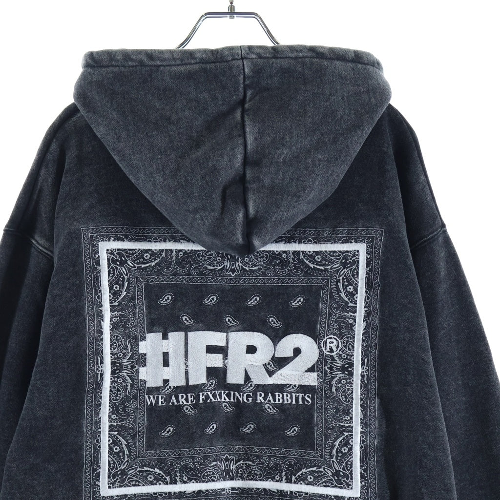 FR2(エフアールツー) Wash Embroidery Hoodie ウォッシュ加工 スウェットパーカー グレー FRC3934