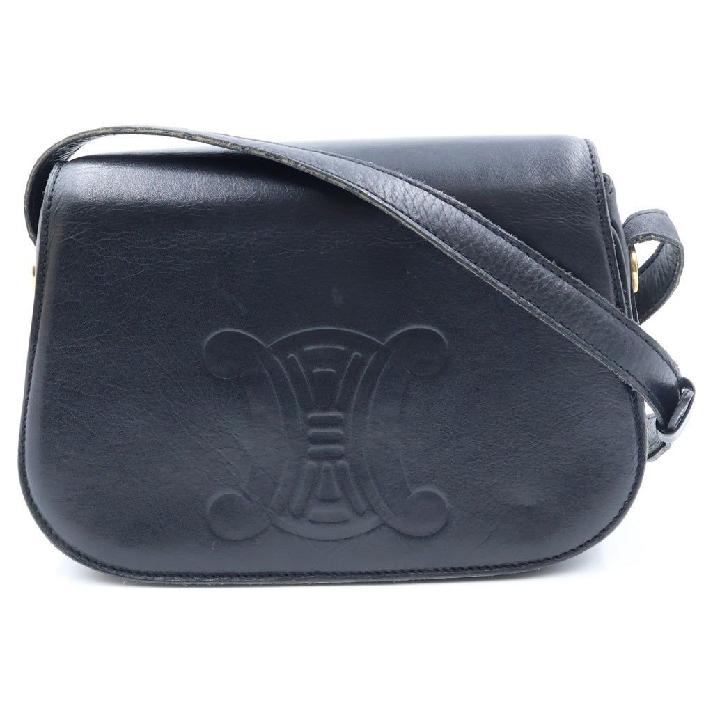 CELINE(セリーヌ) トリオンフロゴ レザーショルダーバッグ ブラック 36F56V レディース