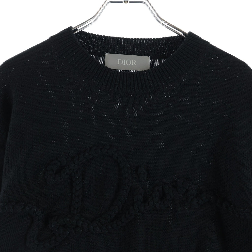 DIOR(ディオール) RIBBON WOOL KNIT SWEATER ロゴ刺繍 リボンニットセーター ブラック 613M627A2027 レディース