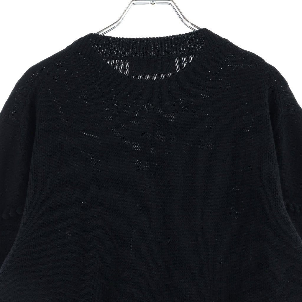 DIOR(ディオール) RIBBON WOOL KNIT SWEATER ロゴ刺繍 リボンニットセーター ブラック 613M627A2027 レディース