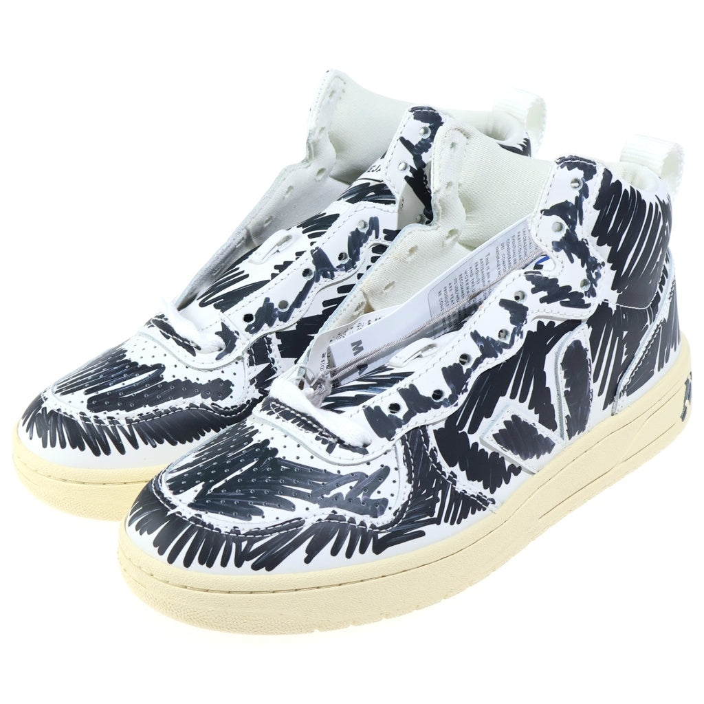 MARNI(マルニ) ×VEJA HIGH CUT SNEAKERS V-15 総柄プリント レザーハイカットスニーカー レディース ブラック/ホワイト VQMS3067AX-V1520-00N99