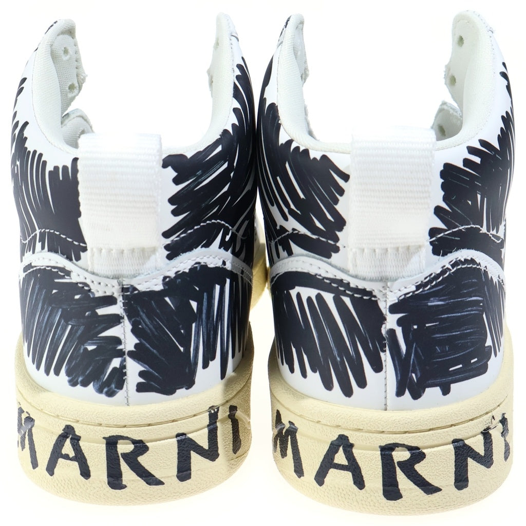 MARNI(マルニ) ×VEJA HIGH CUT SNEAKERS V-15 総柄プリント レザーハイカットスニーカー レディース ブラック/ホワイト VQMS3067AX-V1520-00N99