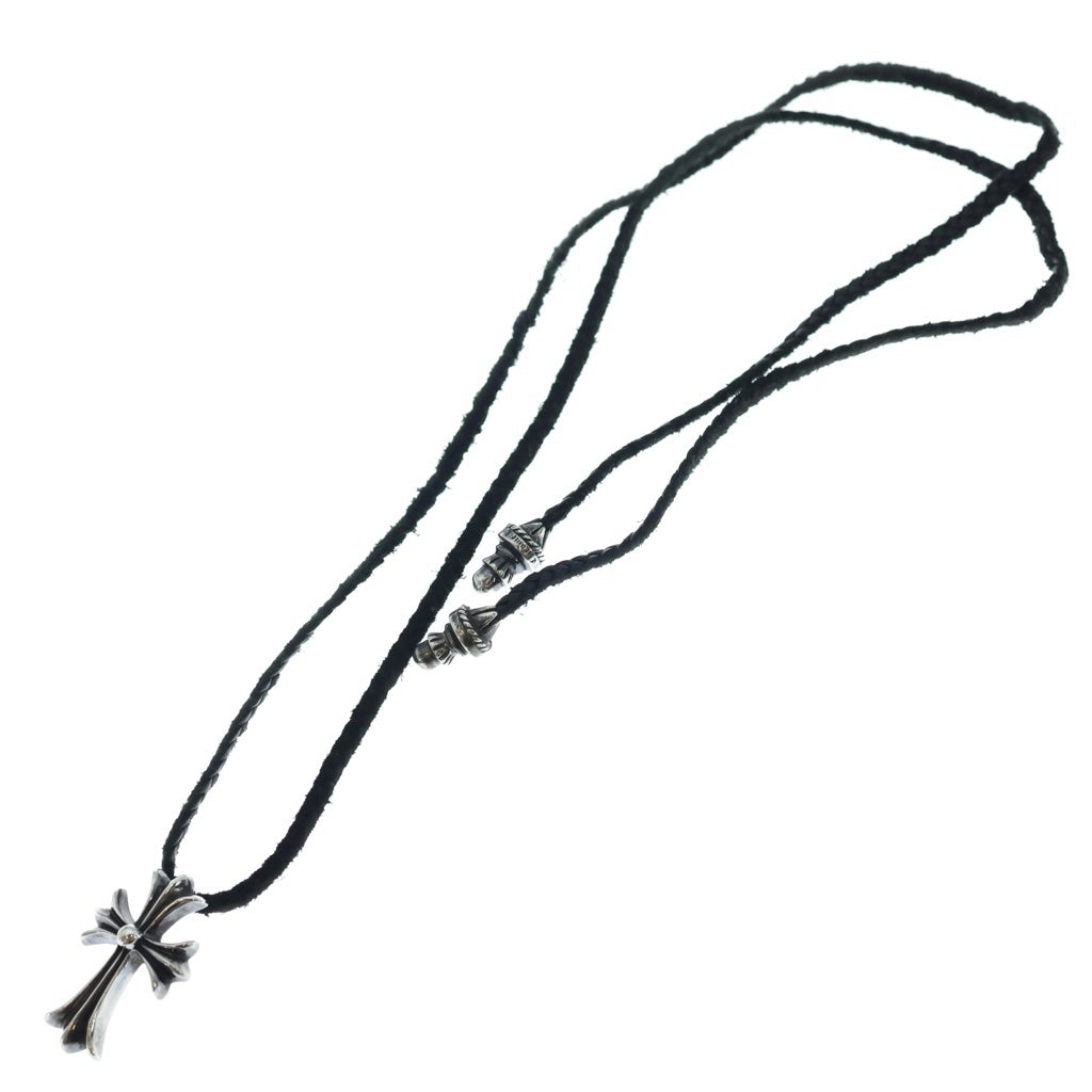 CHROME HEARTS(クロムハーツ) CH CRS SML CL スモールCHクロス レザーブレイド ネックレス シルバー/ブラック BCA217
