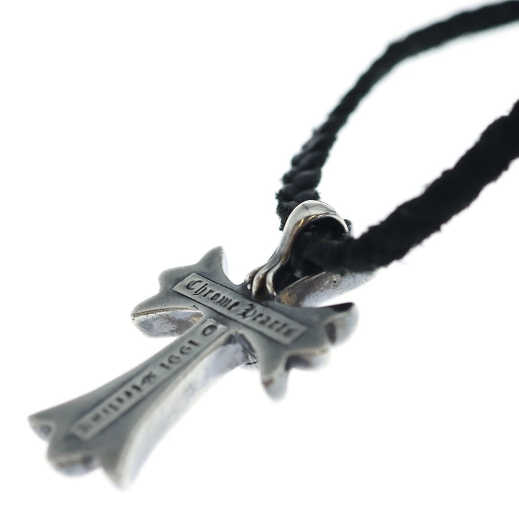 CHROME HEARTS(クロムハーツ) CH CRS SML CL スモールCHクロス レザーブレイド ネックレス シルバー/ブラック BCA217