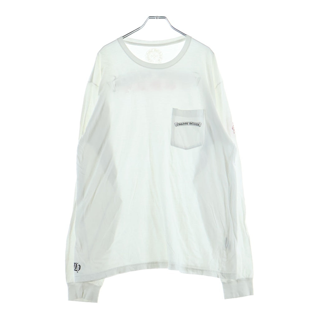 CHROME HEARTS(クロムハーツ) SCROLL LOGO USA L/S TEE バックスクロールラベルUSAプリント クルーネック長袖カットソーTシャツ ホワイト