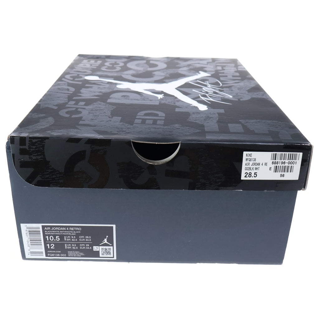 NIKE(ナイキ) AIR JORDAN RETRO Fear エアジョーダン 4 レトロ フィアー ミッドカットスニーカー ブラック/グレー FQ8138-002