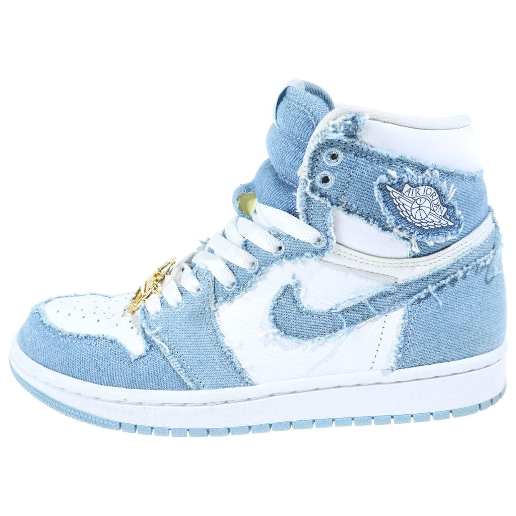 NIKE(ナイキ) Air Jordan High OG Denim エア ジョーダン 1 レトロ ハイ オリジナル デニム ハイカットスニーカー US6/23cm ホワイト/ブルー DM9036-104 レディース