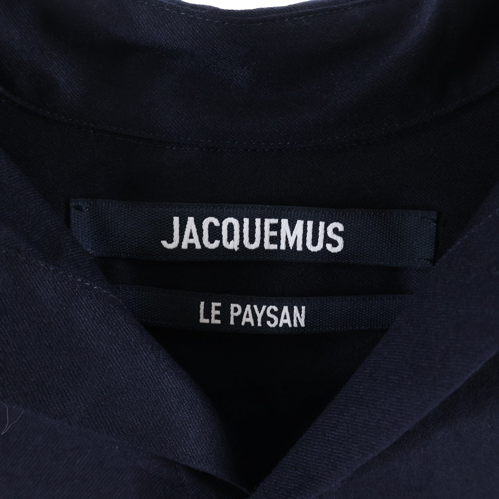 JACQUEMUS(ジャックムス) 25AW La Chemis Cuadro Shirt アシンメトリー長袖シャツ ネイビー SHM00537AW00631380
