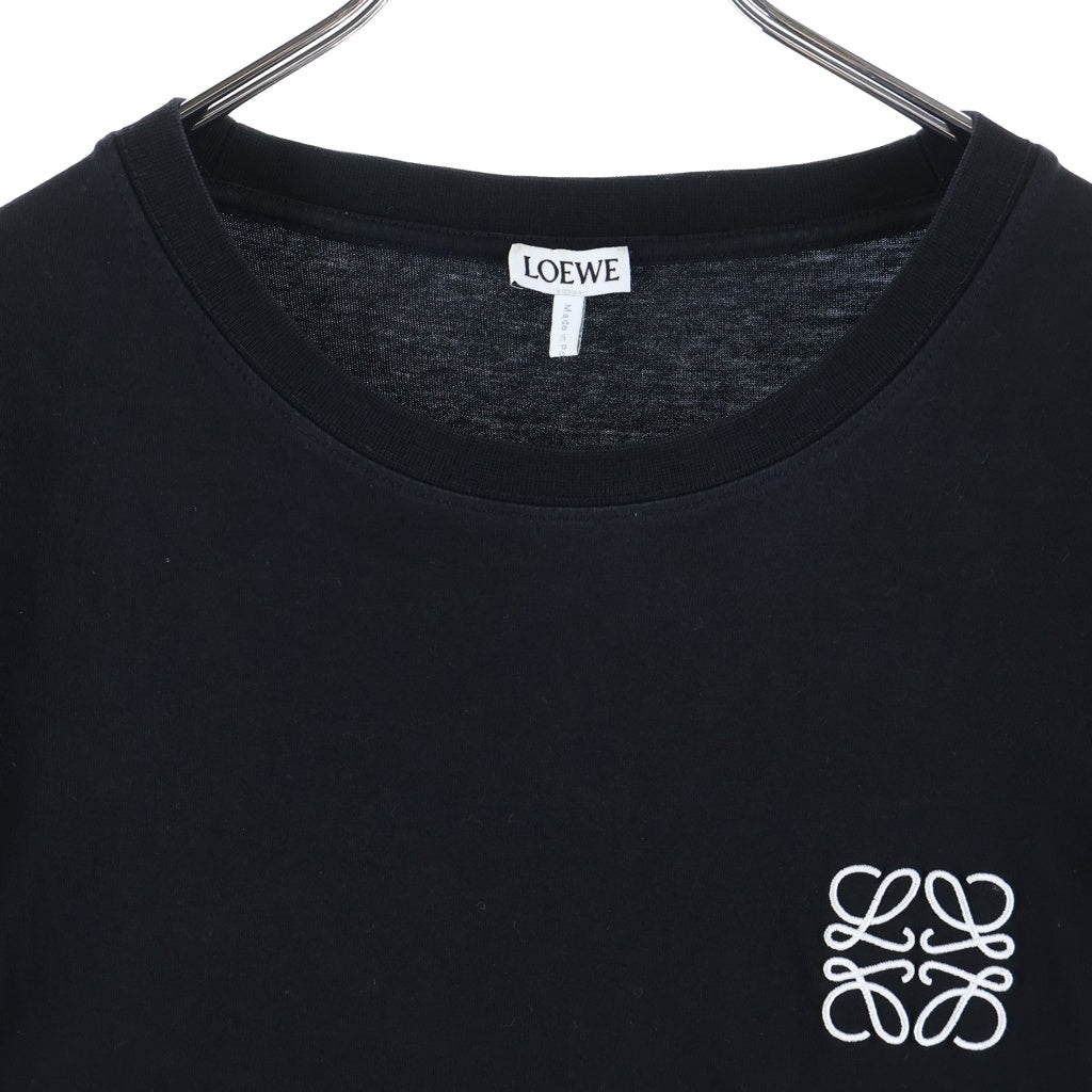 LOEWE(ロエベ) アナグラムロゴ刺繍 クルーネック半袖Tシャツカットソー ブラック H526Y22X75