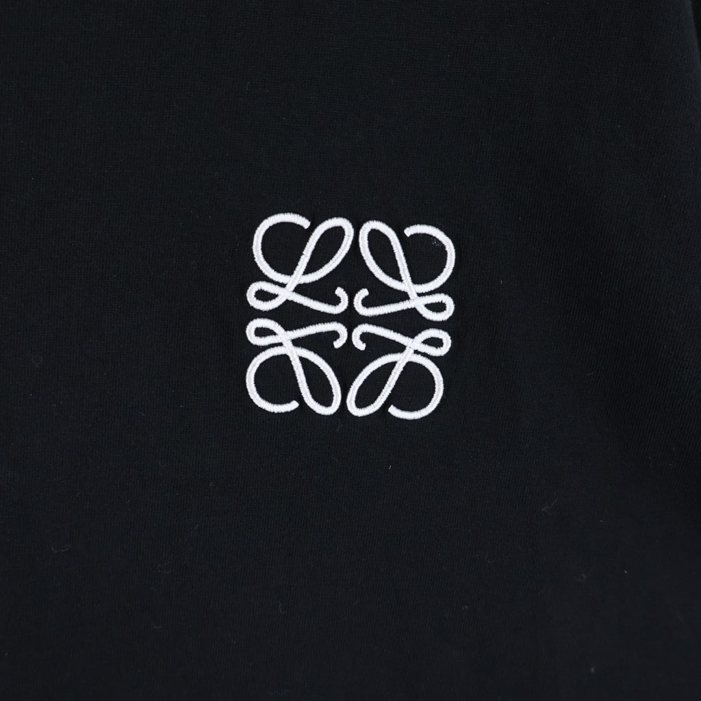 LOEWE(ロエベ) アナグラムロゴ刺繍 クルーネック半袖Tシャツカットソー ブラック H526Y22X75