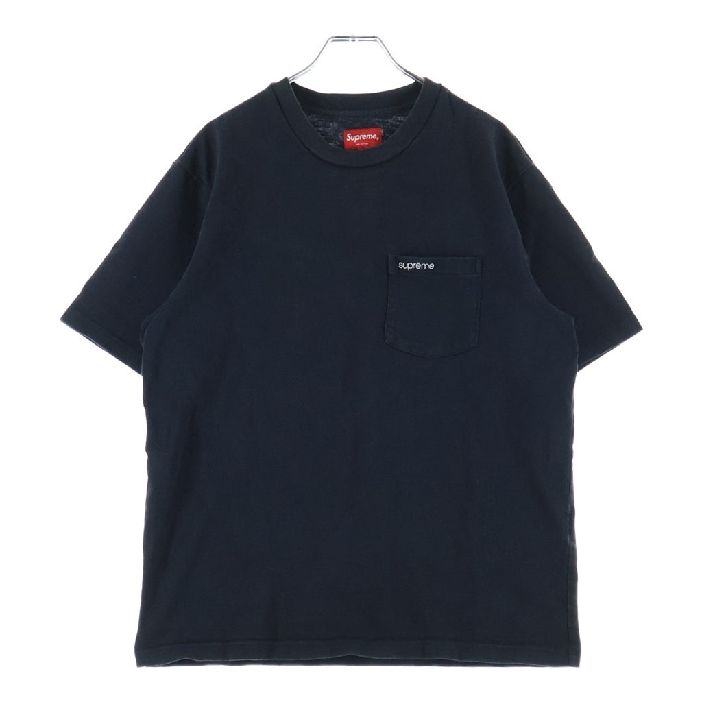SUPREME(シュプリーム) Pocket Tee フロントポケット ロゴエンブロイダリー クルーネック半袖Tシャツ カットソー ブラック