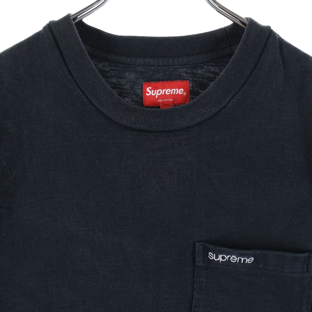 SUPREME(シュプリーム) Pocket Tee フロントポケット ロゴエンブロイダリー クルーネック半袖Tシャツ カットソー ブラック