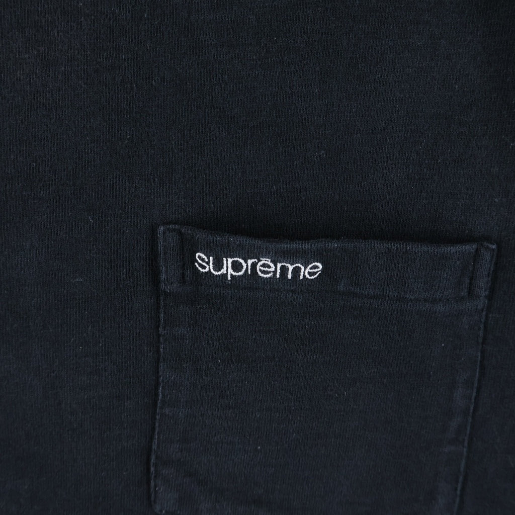 SUPREME(シュプリーム) Pocket Tee フロントポケット ロゴエンブロイダリー クルーネック半袖Tシャツ カットソー ブラック