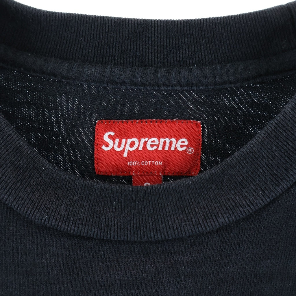 SUPREME(シュプリーム) Pocket Tee フロントポケット ロゴエンブロイダリー クルーネック半袖Tシャツ カットソー ブラック