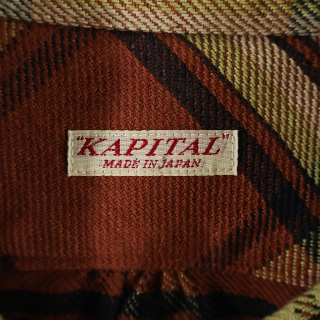 KAPITAL(キャピタル) ヘビーネルチェック長袖シャツ オペラスリーブコンポーザーシャツ レッド/ブラウン K2009LS008