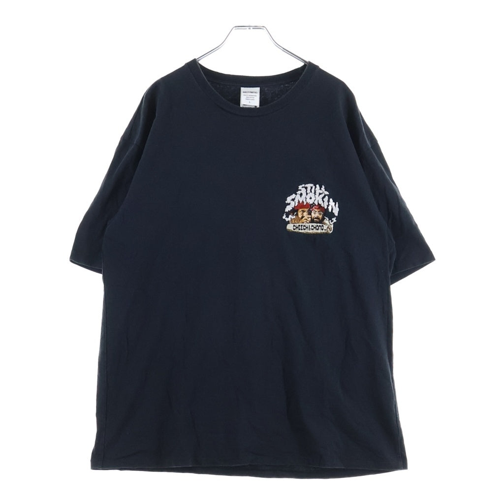 WACKO MARIA(ワコマリア) ×STILL SMOKIN ロゴ刺繍 クルーネック半袖Tシャツ カットソー ブラック