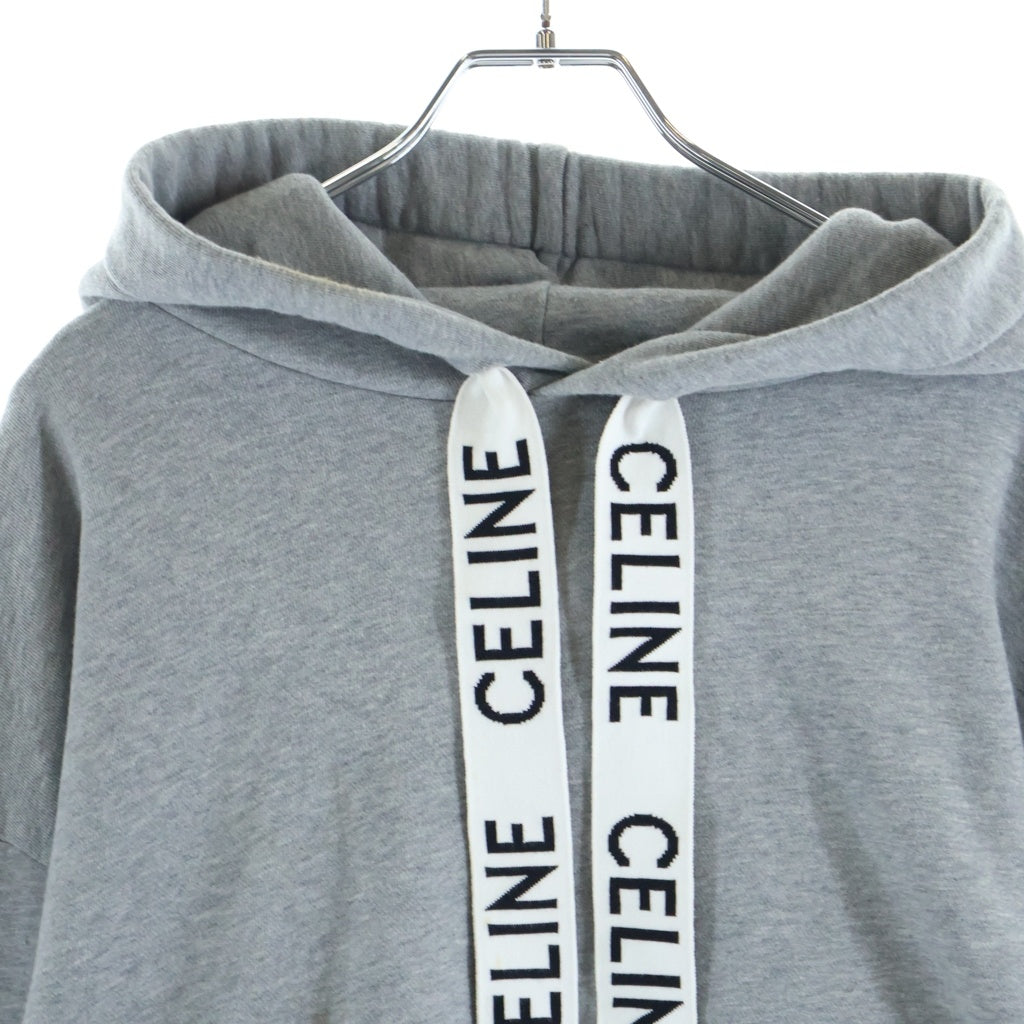 CELINE(セリーヌ) 21AW Loose Sweatshirt In Cotton Fleece ロゴ ドローコード プルオーバー パーカー グレー 2Y468670Q.08GC