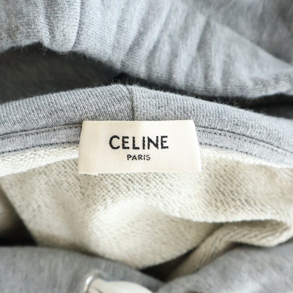 CELINE(セリーヌ) 21AW Loose Sweatshirt In Cotton Fleece ロゴ ドローコード プルオーバー パーカー グレー 2Y468670Q.08GC