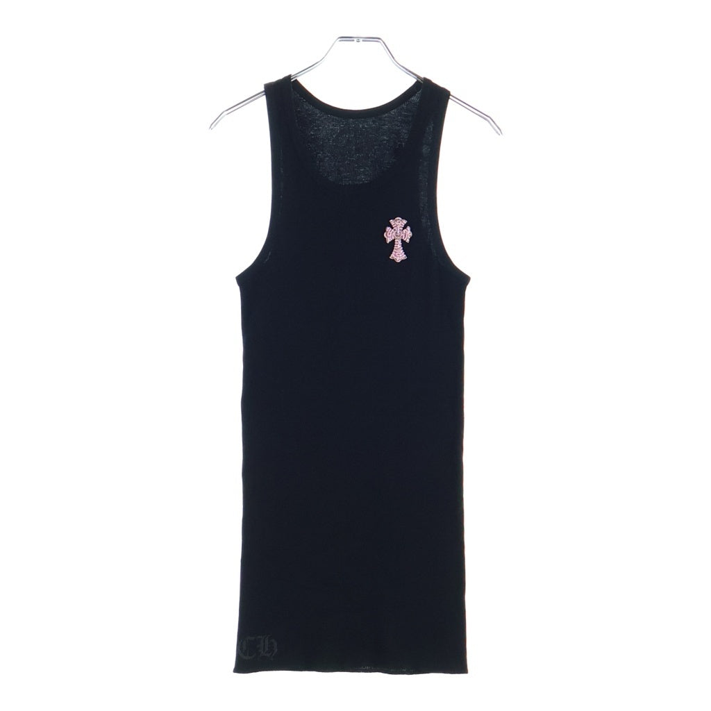 CHROME HEARTS(クロムハーツ) BEADED CROSS TANK TOP ビーズクロス タンクトップ ブラック/ピンク