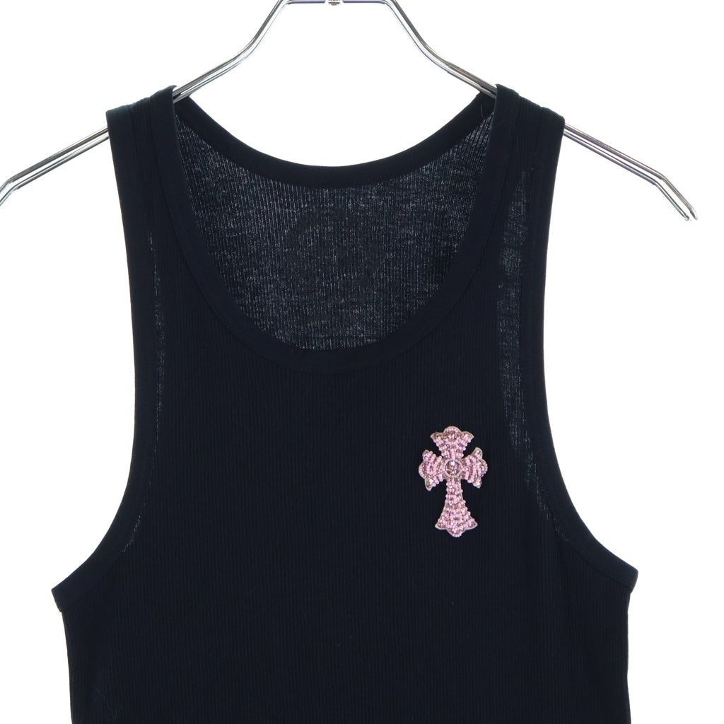 CHROME HEARTS(クロムハーツ) BEADED CROSS TANK TOP ビーズクロス タンクトップ ブラック/ピンク