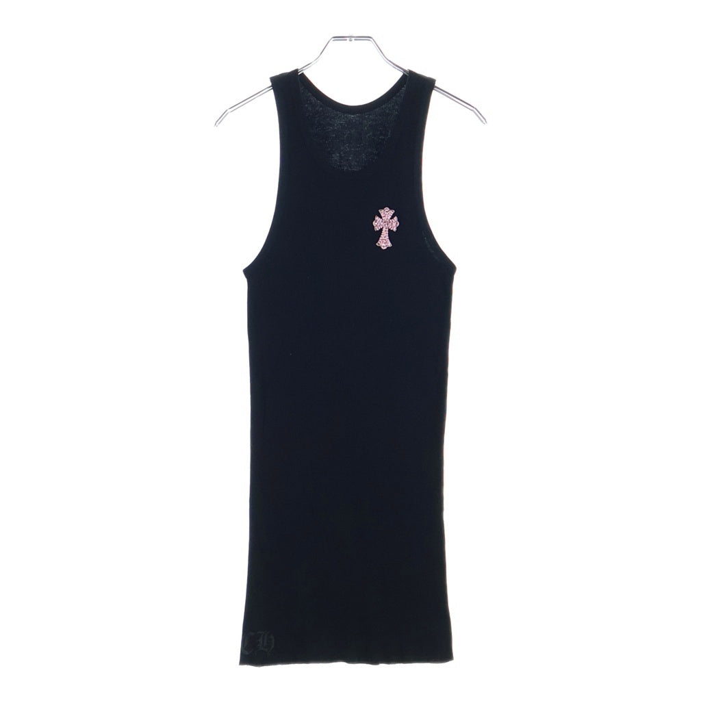 CHROME HEARTS(クロムハーツ) BEADED CROSS TANK TOP ビーズクロス タンクトップ ブラック/ピンク